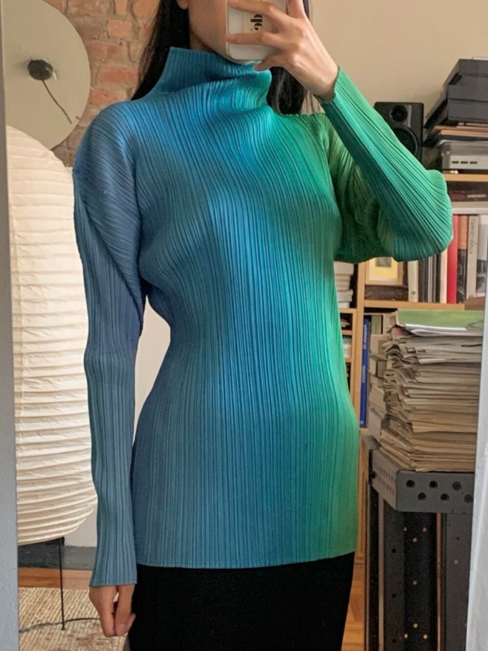 Issey Miyake Pleats Please Gradient Turtleneck Top Free Size